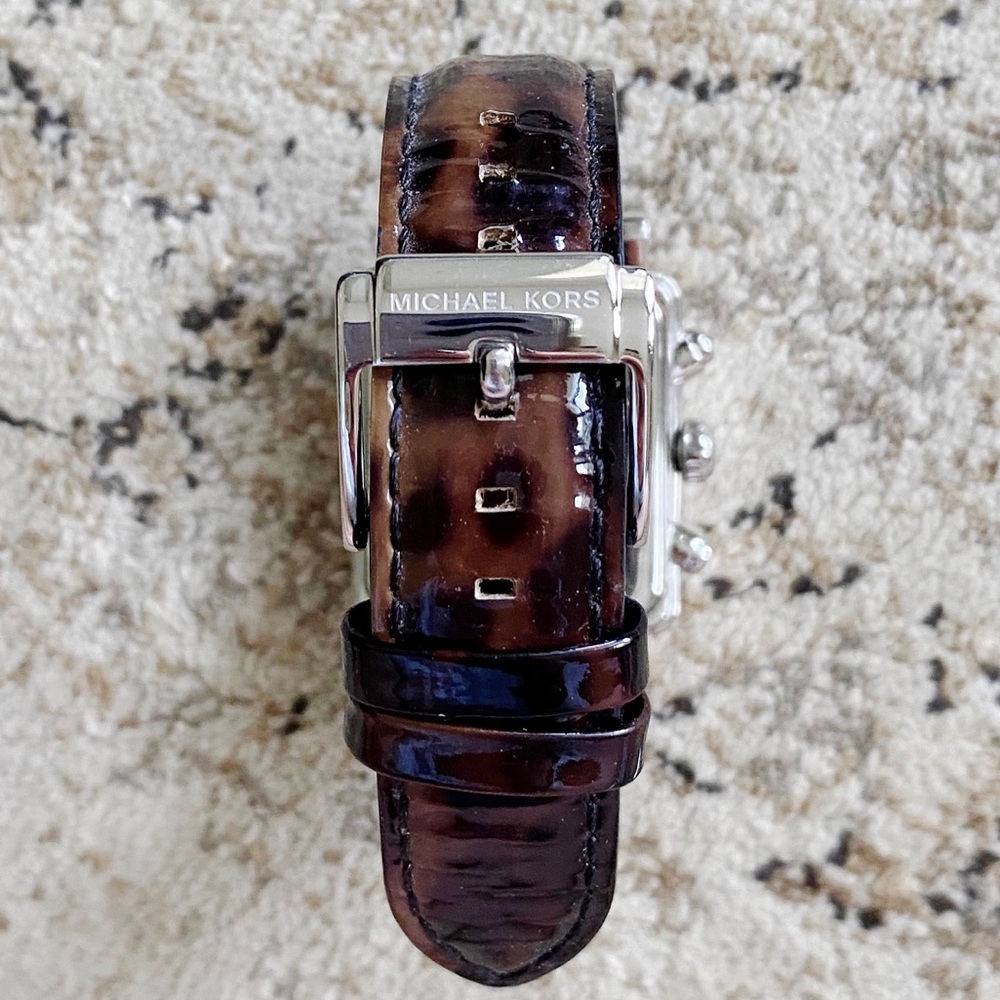 Michael Kors Leather, Tortoise and Silver Watch - Picture 5 of 16